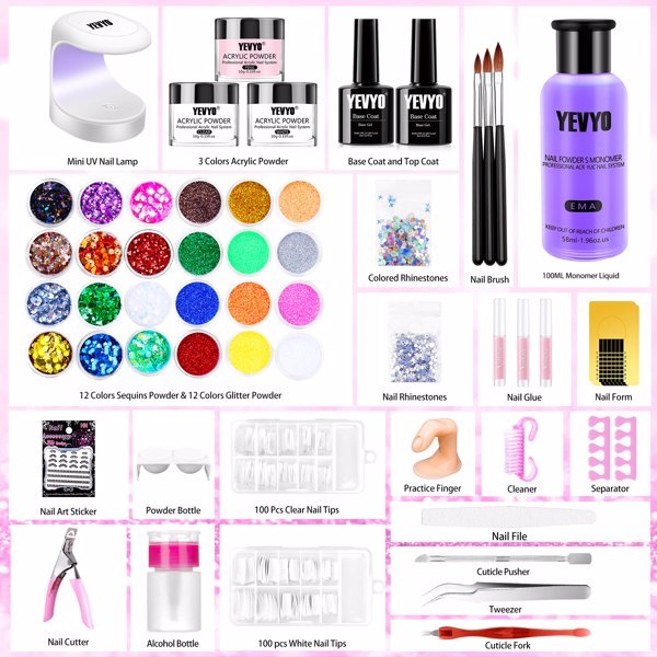 Acrylic Nail Polish Kit, Including Everything For Beginners, Professional Nail Primer Kit